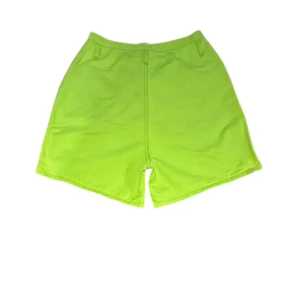 Vintage Faded Glory Neon Lime Green Denim Shorts High Waist Cotton 90s Sz 9/10